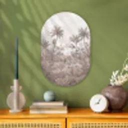 Jungle - Dieren - Palmbomen Wandcirkel Ovaal Forex klein -sfeer2