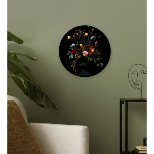 Klassiek - Vaas - Boeket - Bloemen Wandcirkel kunststof plaat 5mm dik klein -sfeer3