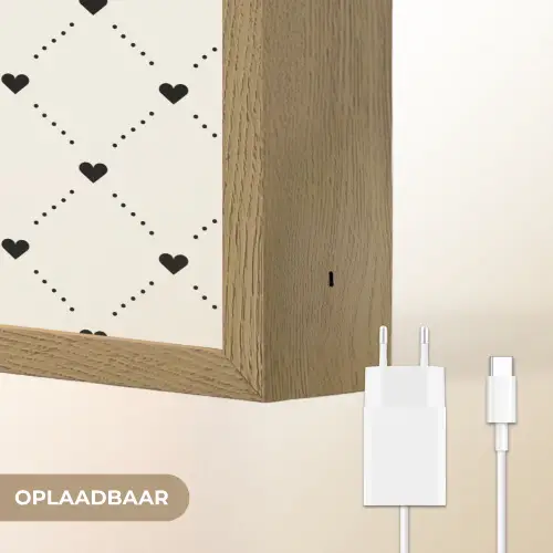 Hart - Dotline - Wit - Zwart Light Box met batterij (Wandlamp) middel 907 -USP_websiteoplaadbaarNL