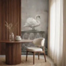 Zwaan - Elegant - Dieren - Wit Behang Vlies klein -sfeer1