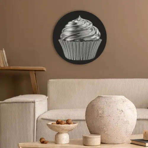 Cupcake - Luxueus - Zilver Akoestische PET Vilt - Rond klein -sfeer1