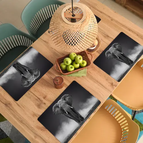 Olifant - Zwart - Wit - Rook Placemat vinyl groot -zzsfeer5_Kitchenyeah-website