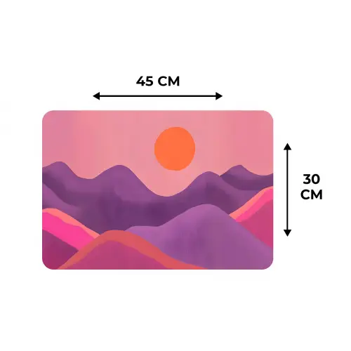 Zon - Heuvels - Paars - Abstract Placemat vinyl groot -specs
