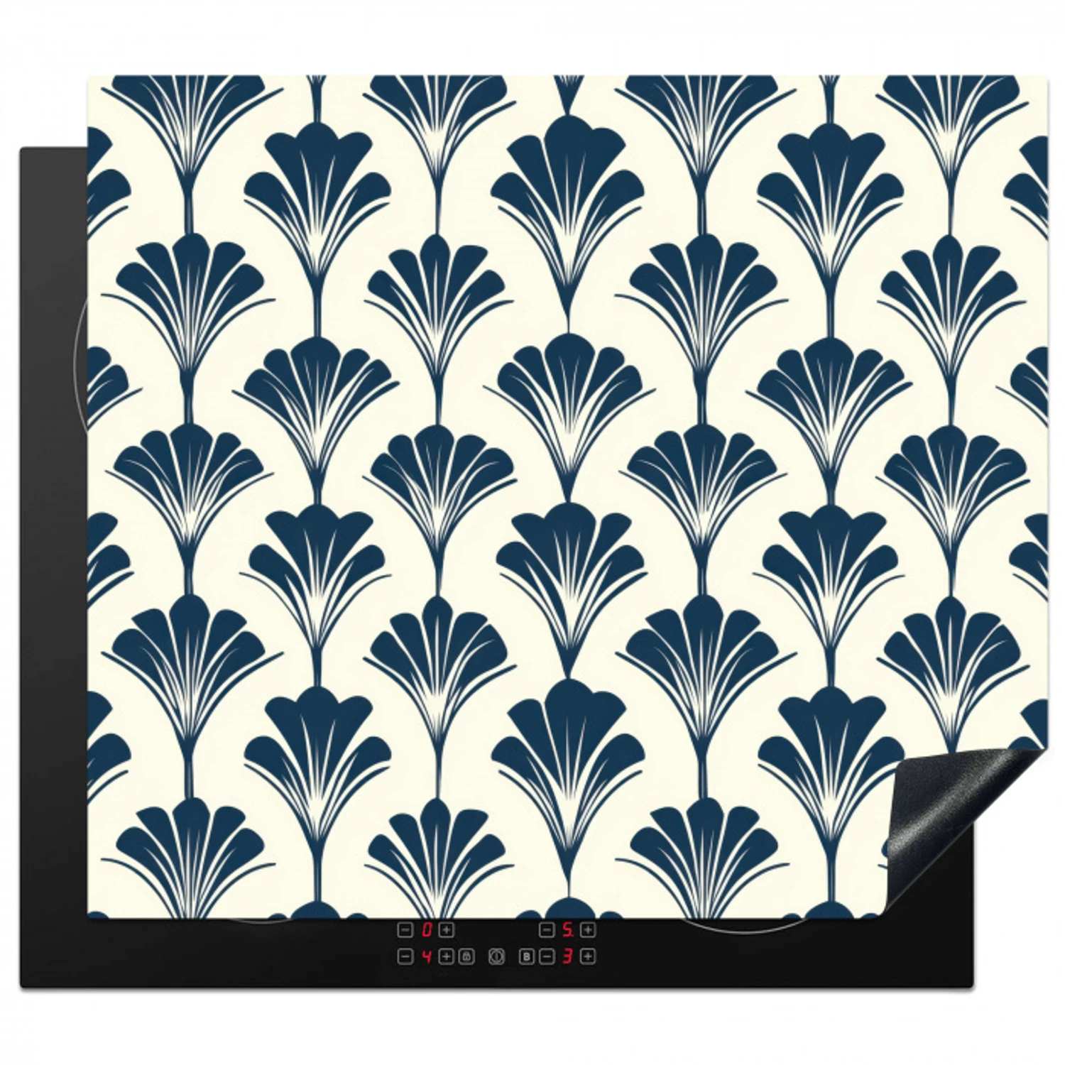 Klassiek - Motief - Blauw Inductie beschermer vinyl 3mm middel 274 -3d