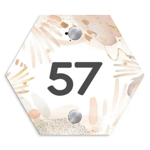Abstract beige - Traditioneel Naambord Hexagon klein -3d