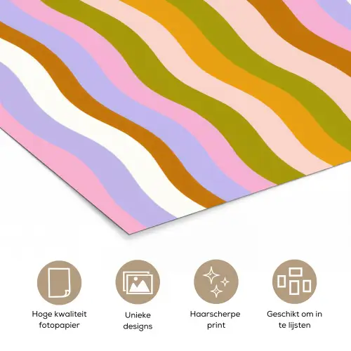 lijnen - Golven - Pastelkleuren - Patroon poster papier klein -closeup_NL
