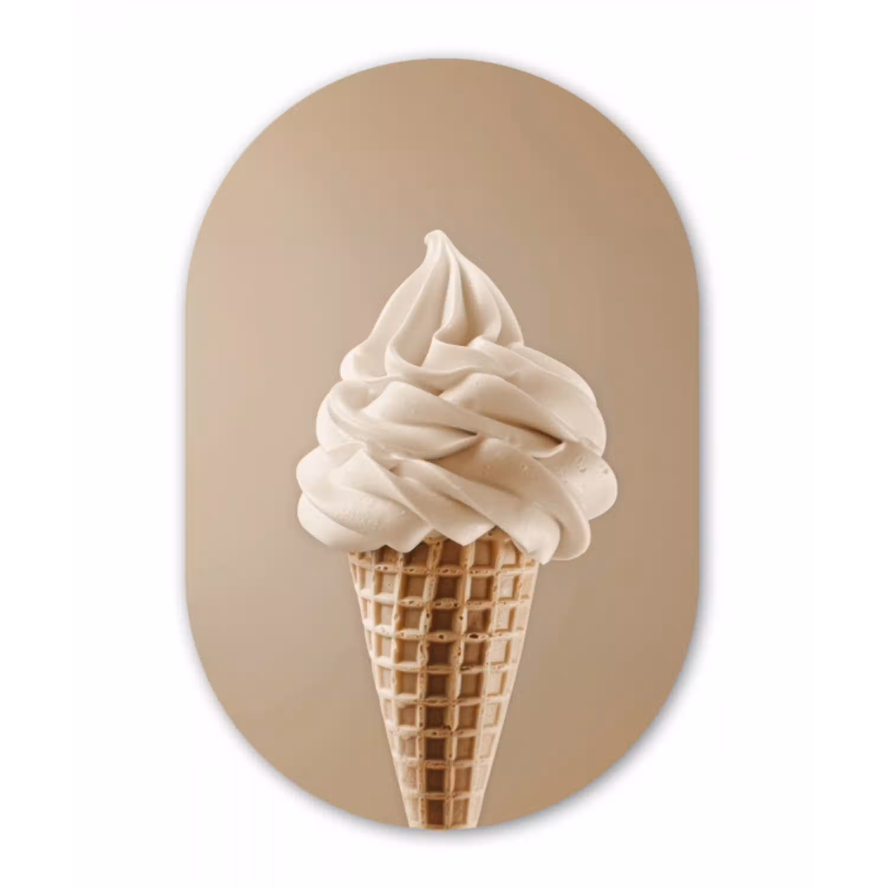 IJs - Softijs - Romig - Hoorntje - Beige Wandcirkel Ovaal Aluminium middel -3d