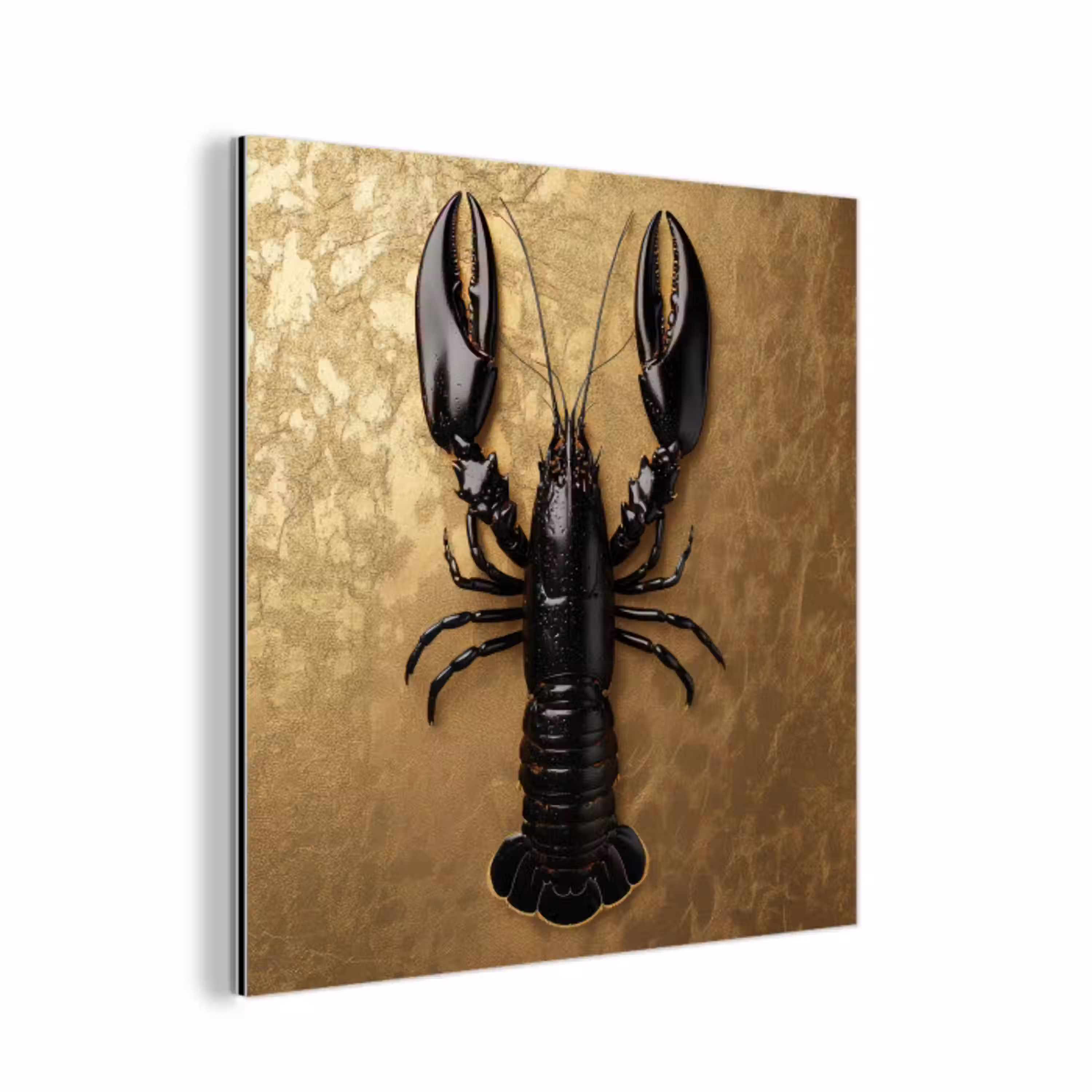 Kreeft - Zwart - Goud - Luxe aluminium wit klein -3d