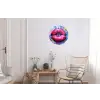 Graffiti - Lippen - Felroze - Geschilderd Wandcirkel aluminium klein -woonkamer