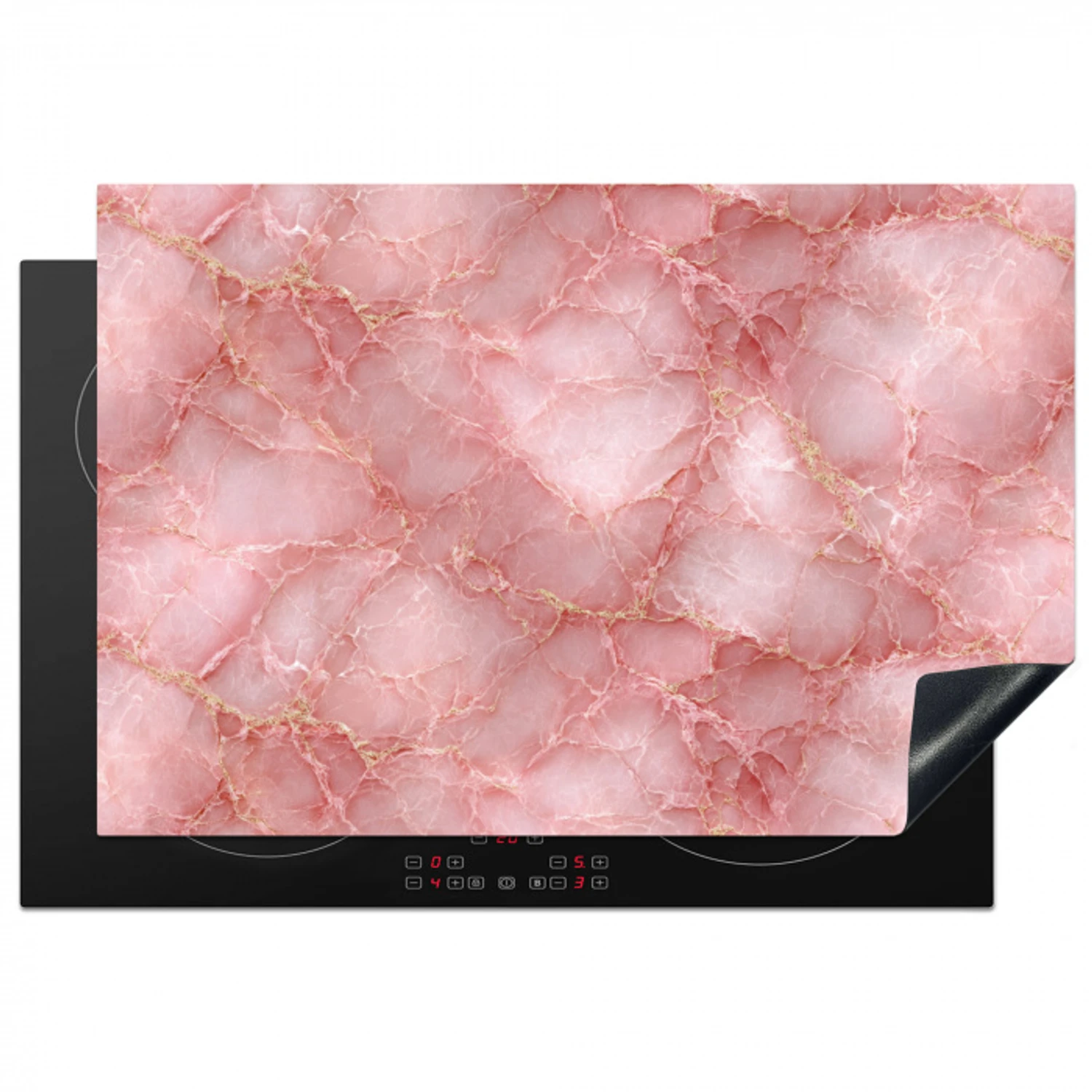 Roze - Kwarts - Goud - Marmer Inductie beschermer vinyl 3mm klein 276 -3d