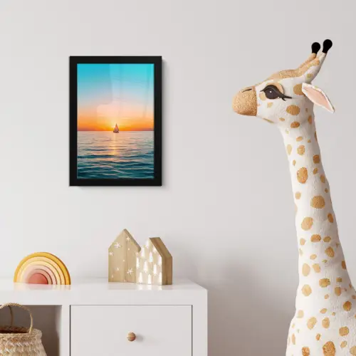 Zee - Zeilboot - Zonsondergang fotolijst zwart zonder passe partout klein -usfeer4_kinderkamer