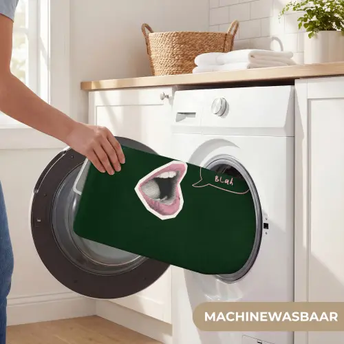 Illustratie - Mond - Donkergroen - Tekstwolkje Badmat klein -USP_WasbaarNL