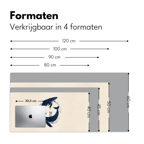 Walvissen - Spetters - Cirkel - Donkerblauw Muismat XXL klein -sfeer5