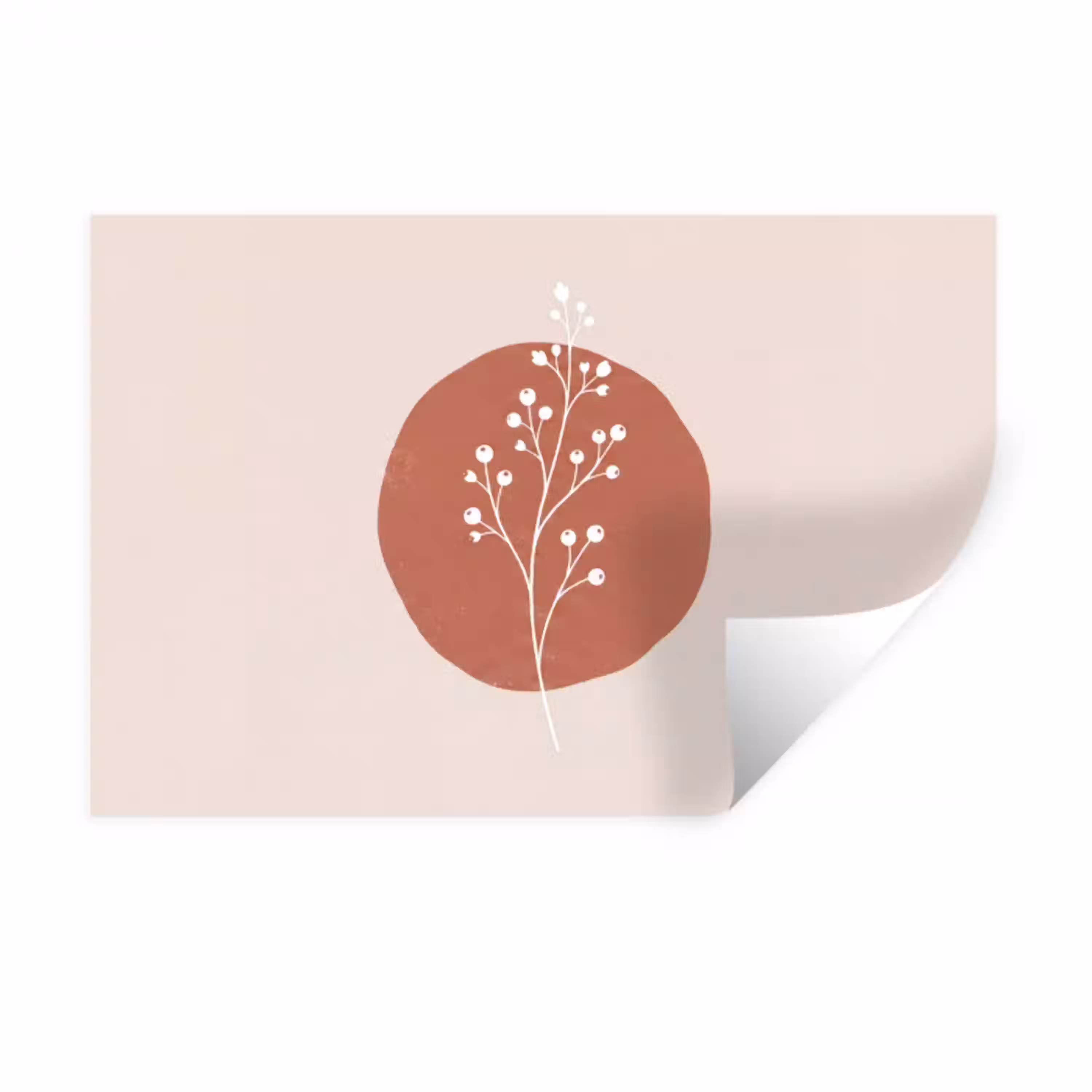 Plant - Tak - Abstract - Modern - Wit Muursticker klein -3d