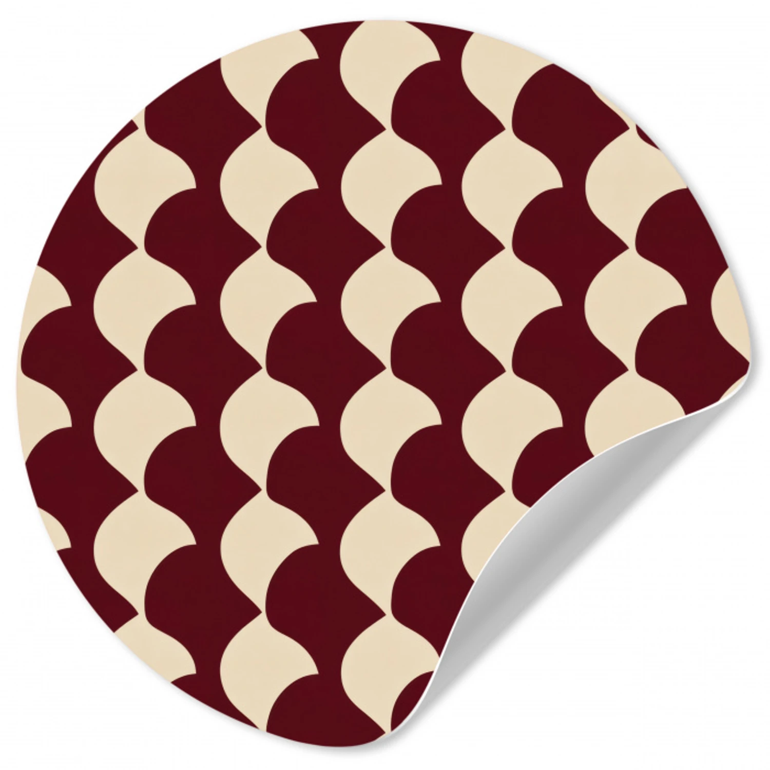 Rood - Tegelpatroon - Crème Wandcirkel behangsticker klein 186 -3d
