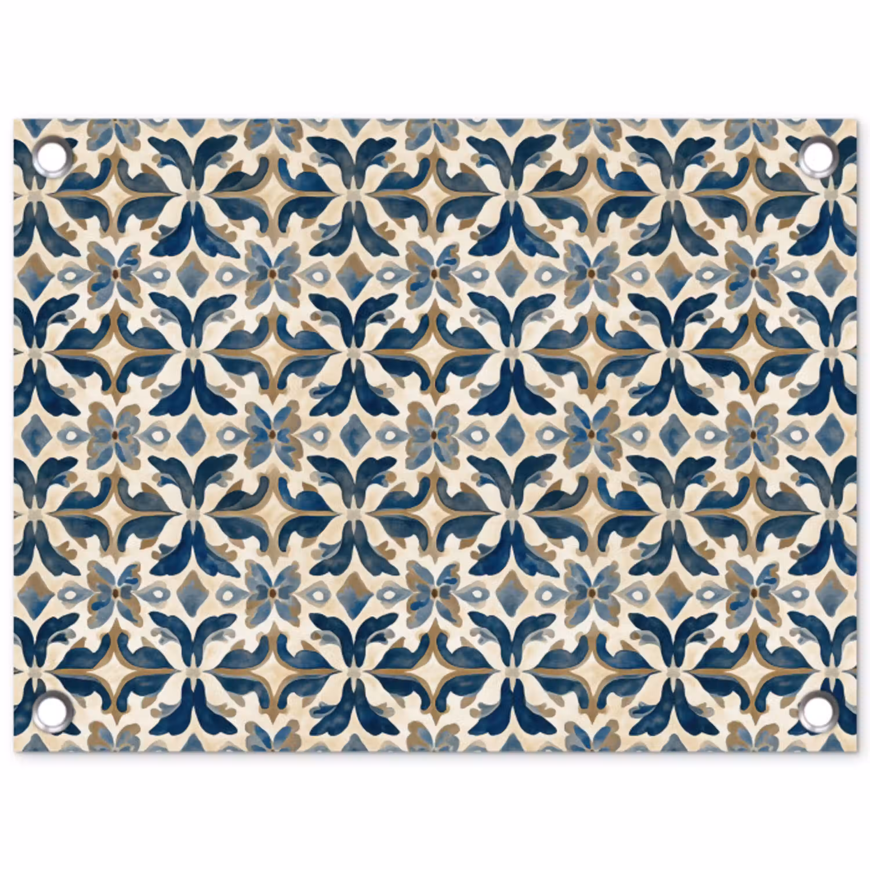 Tegel - Patroon - Blauw - Beige tuinposter los doek klein 239 -3d