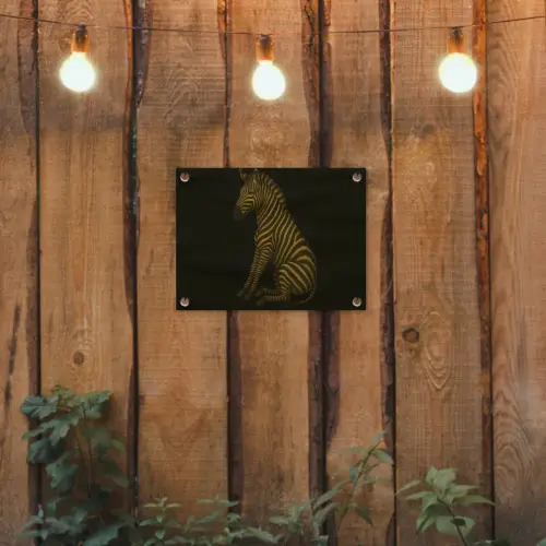 Zebra - Strepen - Goud tuinposter los doek klein -sfeer1