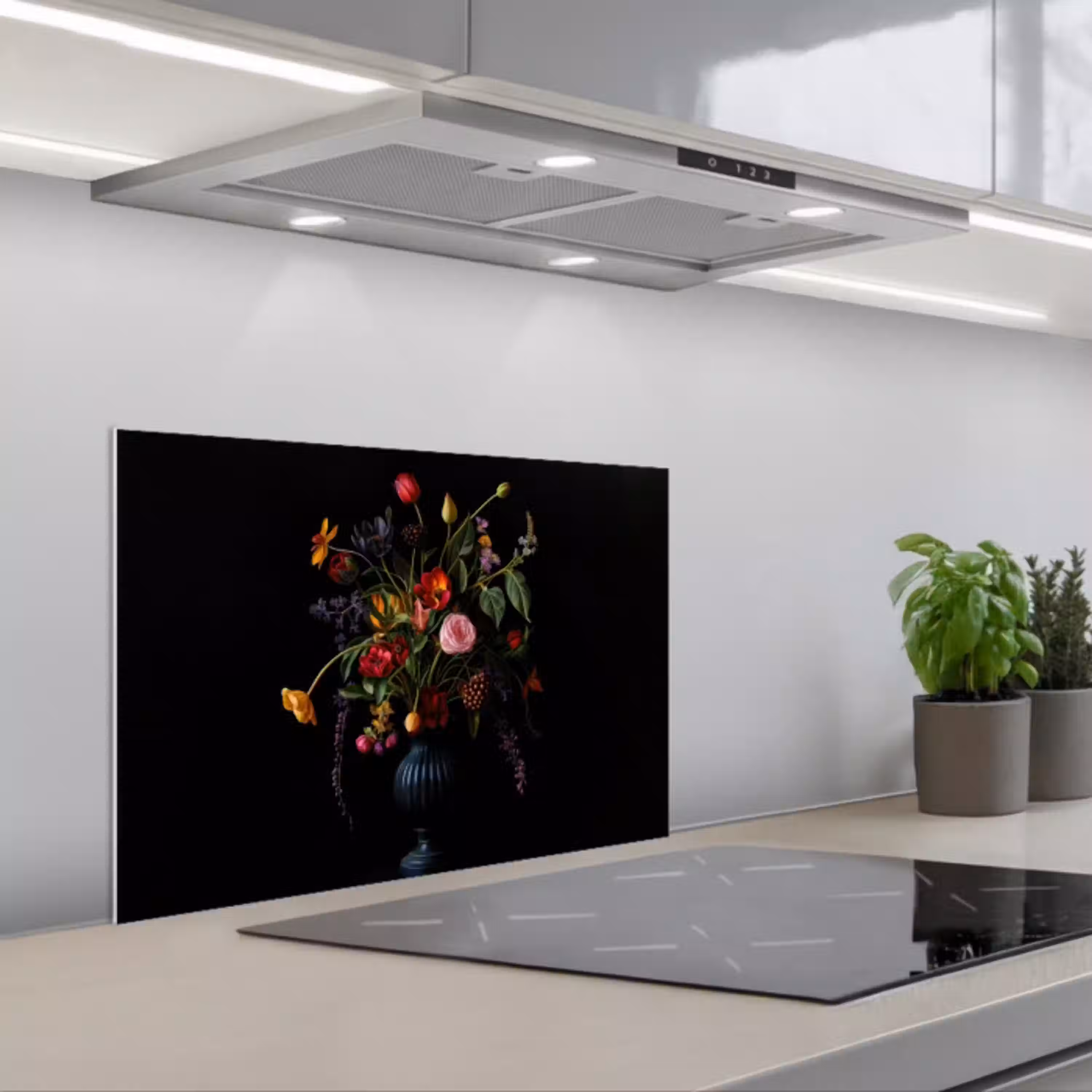 Bloemen - Bessen - Klassiek keuken achterwand spatscherm klein -3d_schuin