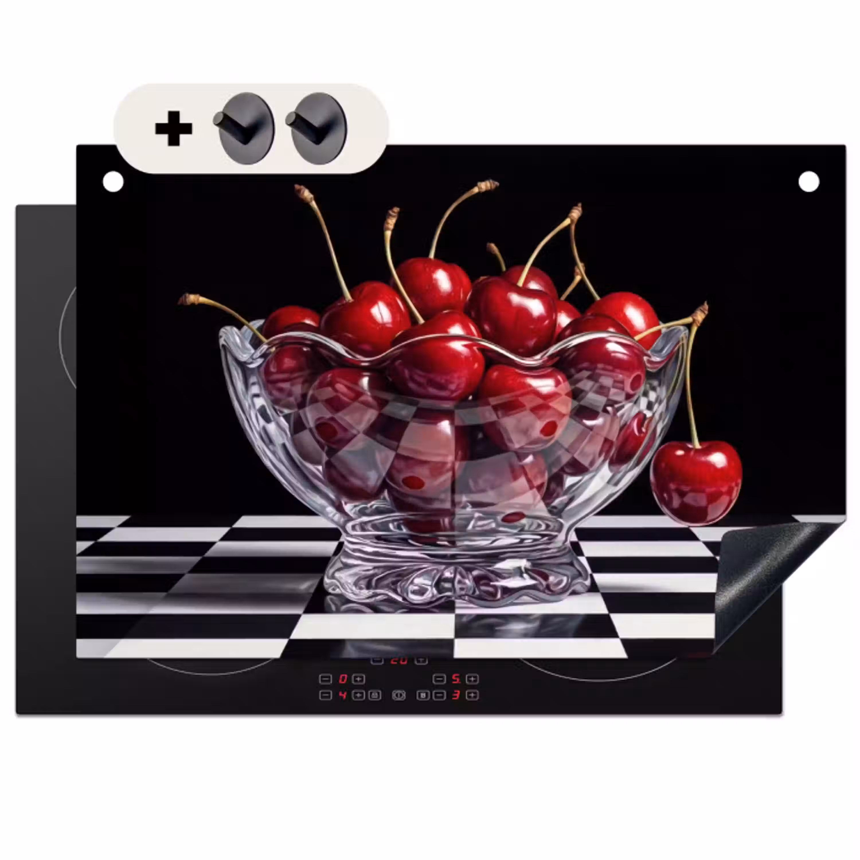 Eten - Kersen - Rood Inductie beschemer met haakjes klein -3d