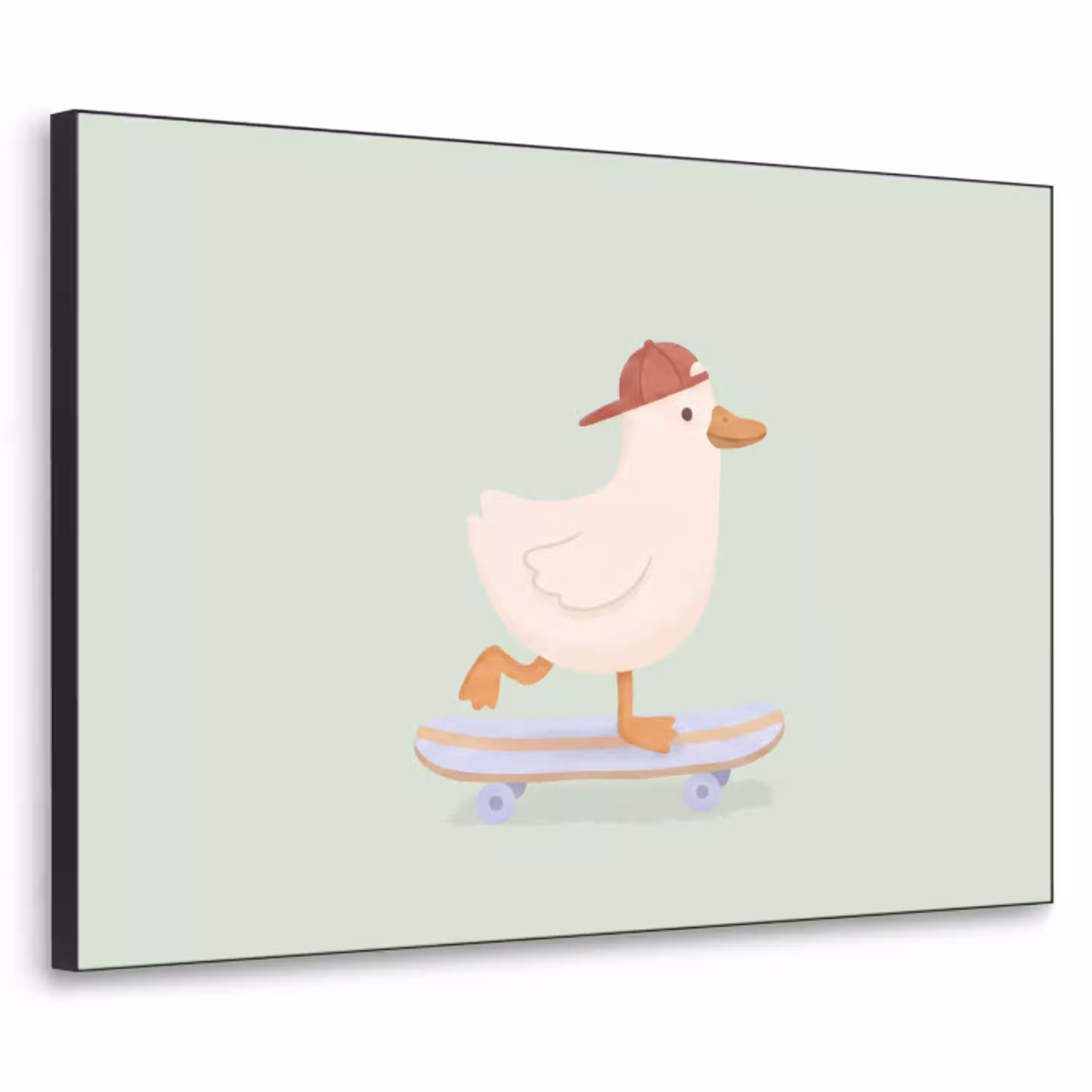 Vogel - Skateboard - Dieren - Cartoon - Speels Textielframe zwart klein -3d