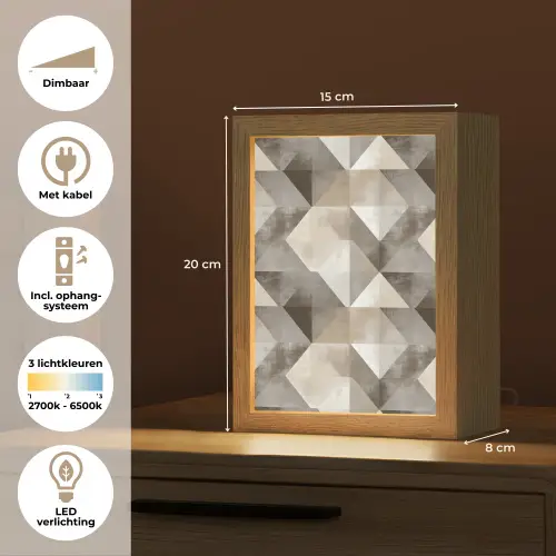 Geometrisch - Motief - Aardetinten Light Box met kabel (Tafellamp) klein 925 -USP_NL