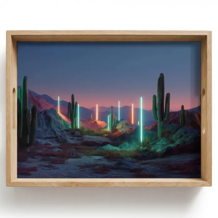 Cactus - Lichtzuilen - Zonsondergang Dienblad Rechthoek middel -z3d_shopping