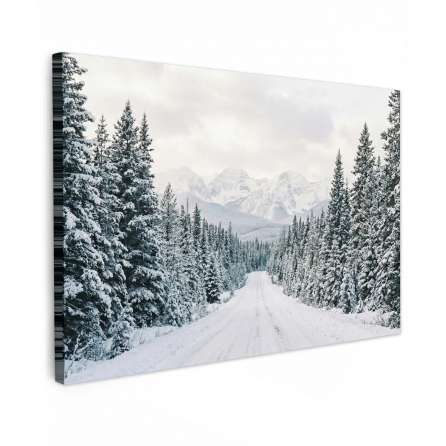 Weg - Sneeuw - Naaldbos - Winter - Avontuurlijk canvas 2cm klein -z3d