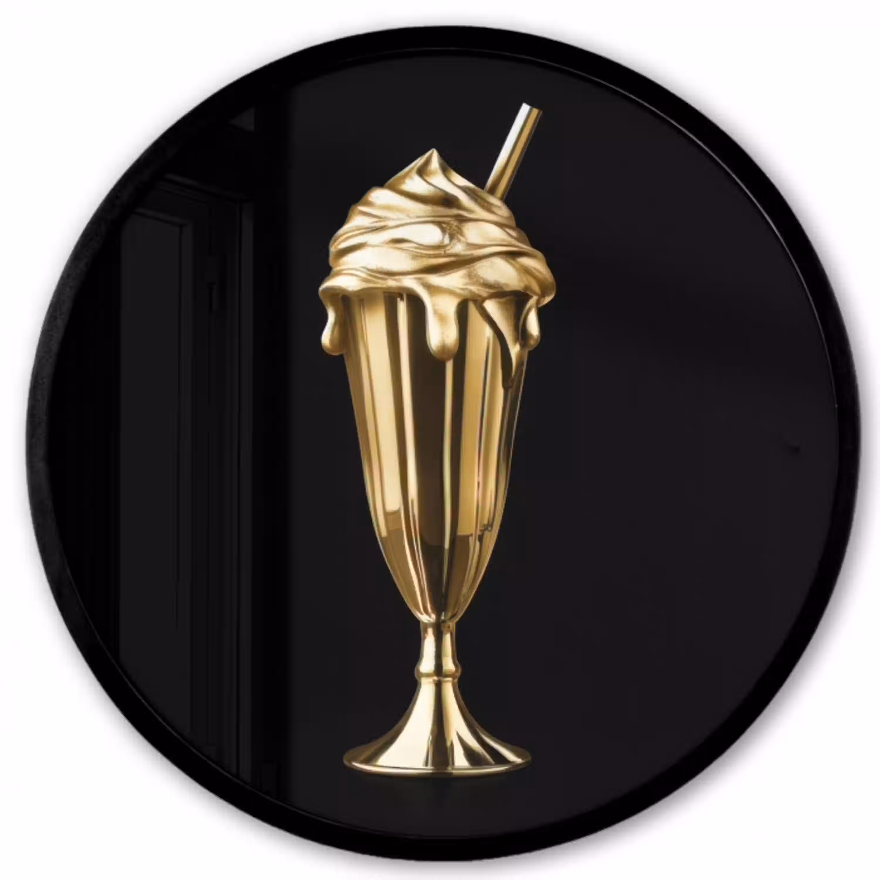 Milkshake - Goud - Drinken - Zwart Fotolijst rond zonder passe partout klein -3d