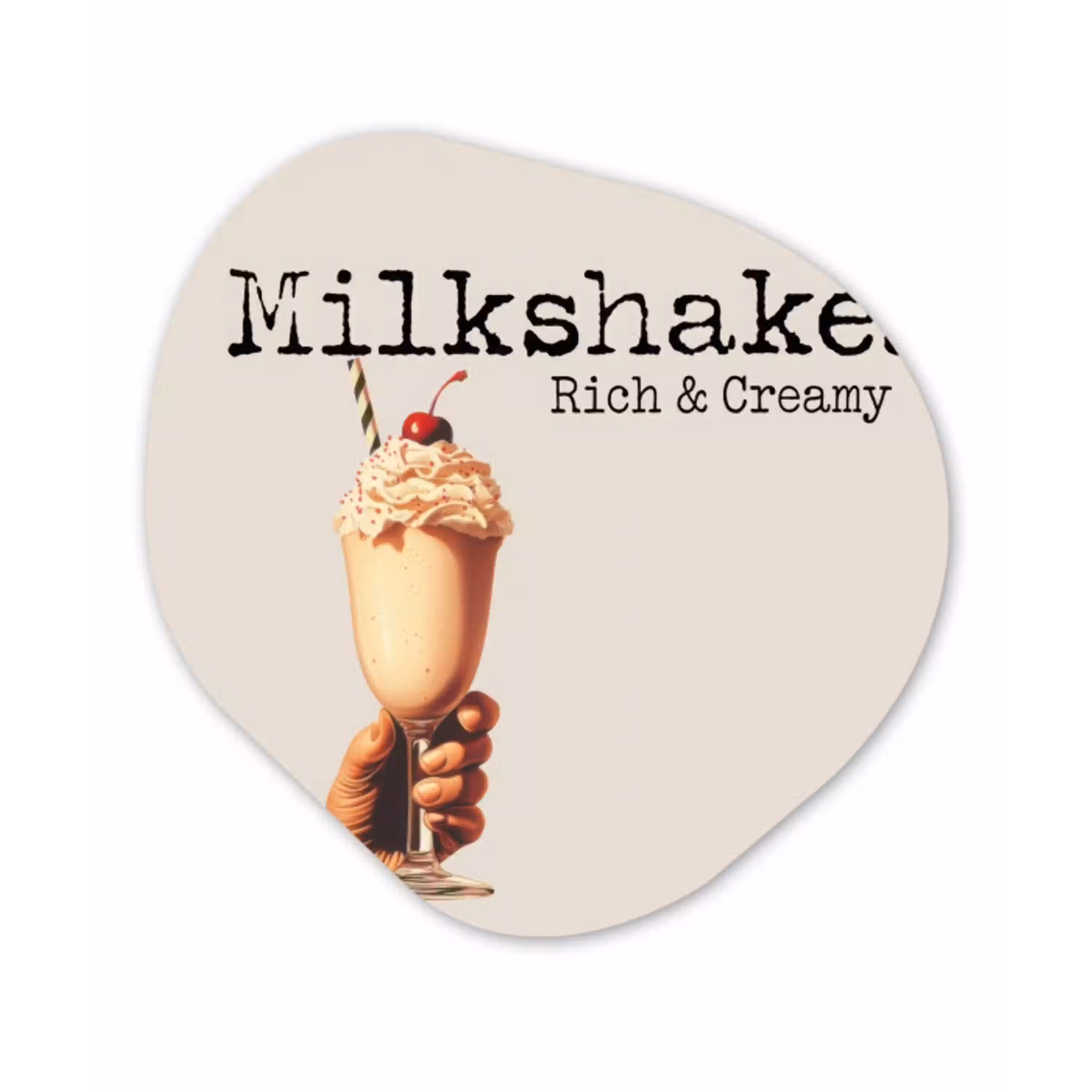 Milkshake - Kers - Rietje Wandcirkel Organisch Aluminium middel -3d