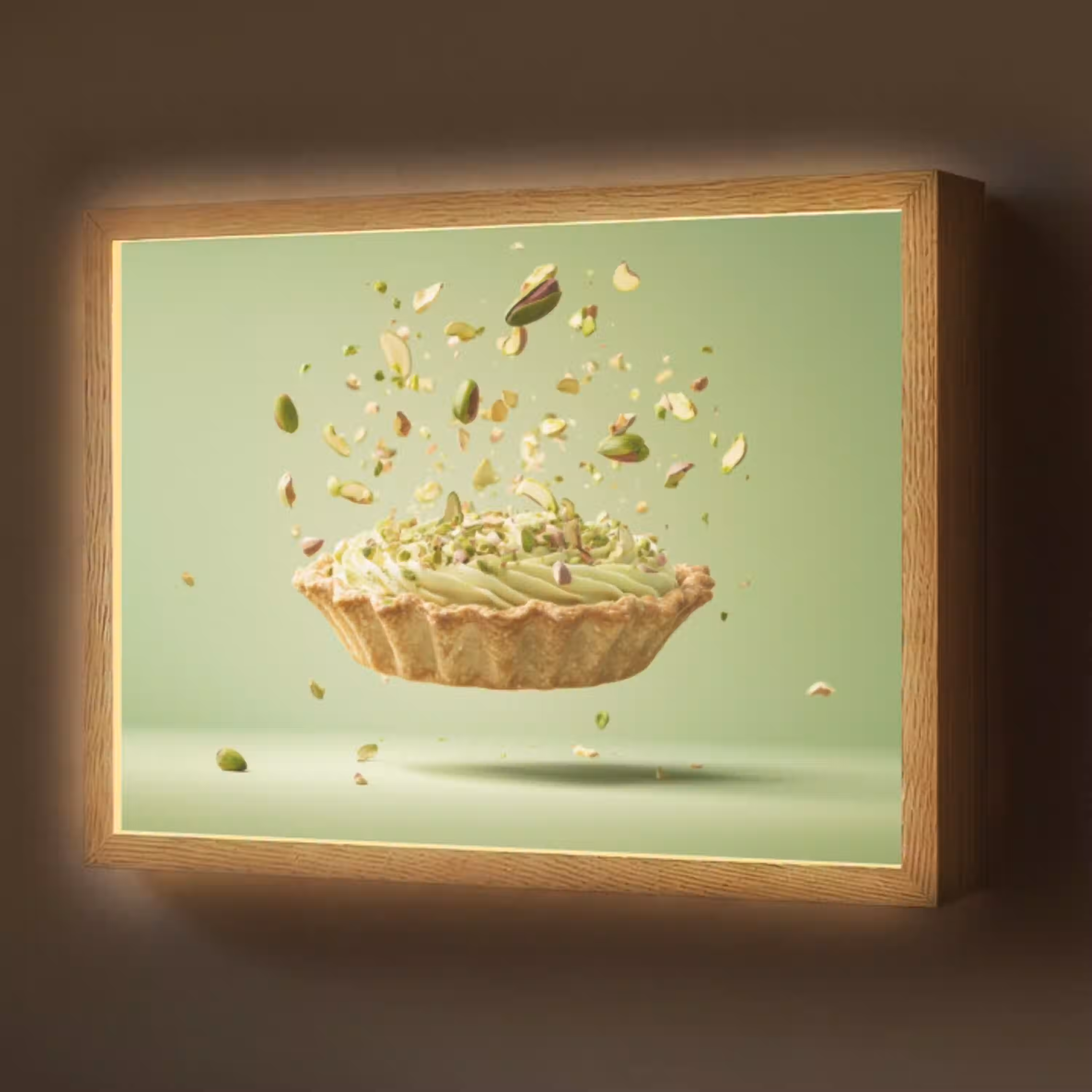 Pistache - Taart - Noten - Eten Light Box met batterij (Wandlamp) middel -z3d_website
