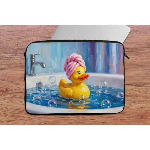 Creatief - Badeend - Kleurrijk laptophoes neopreen klein -tafel