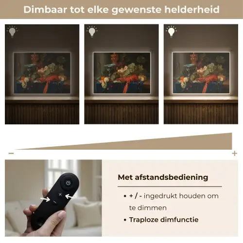 Stilleven met een gouden bokaal - Schilderij - Oude meesters Light Box met batterij (Wandlamp) middel -USP_dimbaarNL