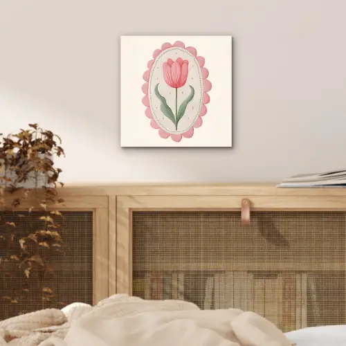 Tulp - Lijst - Ovaal - Illustratie aluminium wit klein -sfeer3