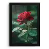 Roos - Bladeren - Dieprood fotolijst zwart zonder passe partout klein -3d