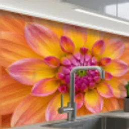 Dahlia - Bloem - Oranje keuken achterwand 2 middel -zzzz3d_schuin