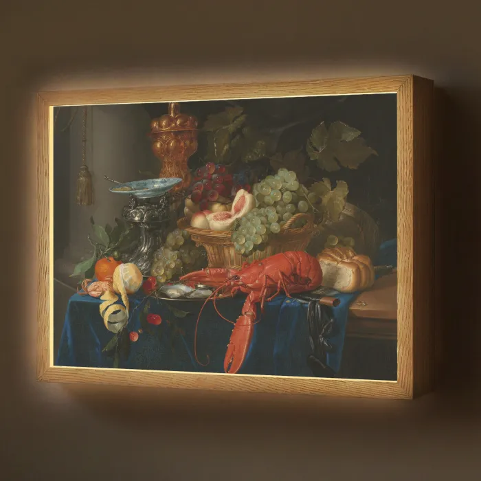 Stilleven met een gouden bokaal - Schilderij - Oude meesters Light Box met batterij (Wandlamp) middel -z3d_website