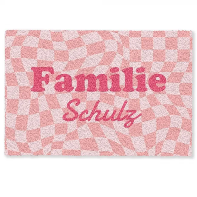 Personalisierbare fußmatte - Familie - Rosa