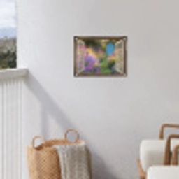 Doorkijk - Bloemen - Raam - Natuur tuinposter los doek klein -sfeer8
