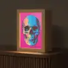Neon - Blauw - Pop-art - Schedel Light Box met kabel (Tafellamp) klein -z3d_website