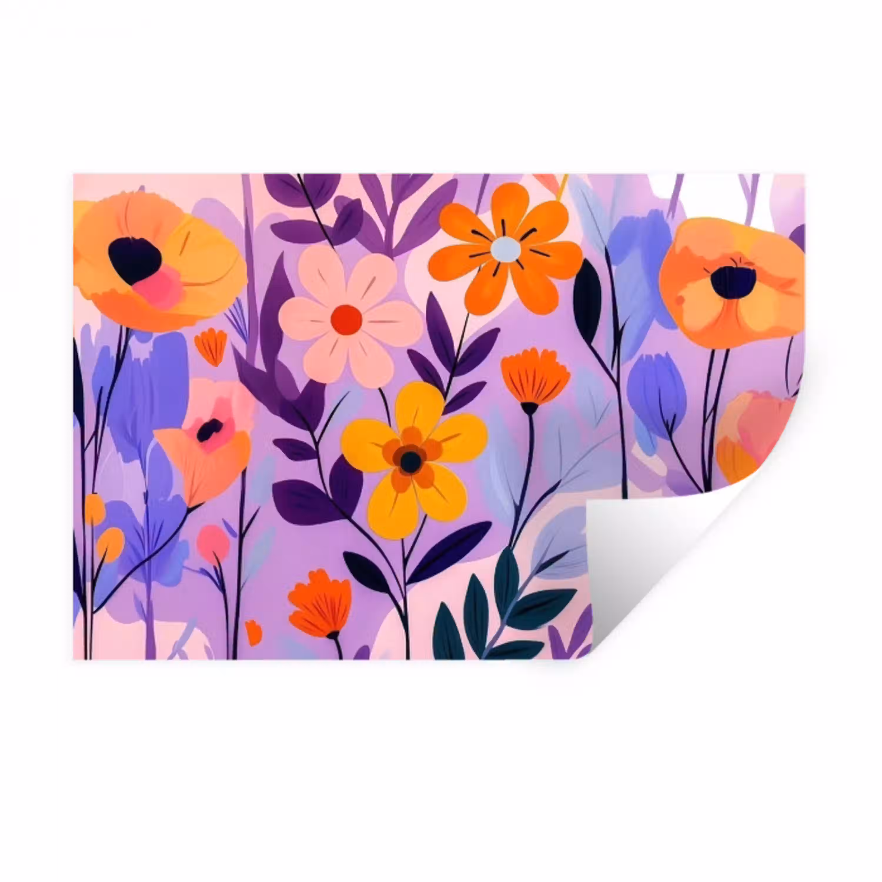 Bloemen - Kleurrijk - Bladeren Muursticker klein -3d
