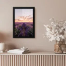Landschap - Lavendelveld - Paars fotolijst zwart zonder passe partout klein -sfeer5