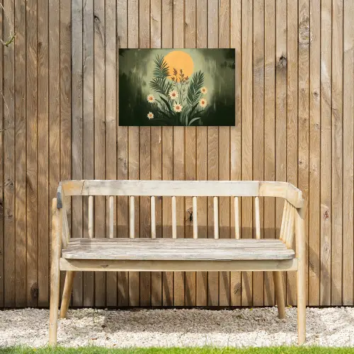 Bloemen - Bladeren - Zon - Groen Tuinposter op houten frame 2 cm dik klein -sfeer4