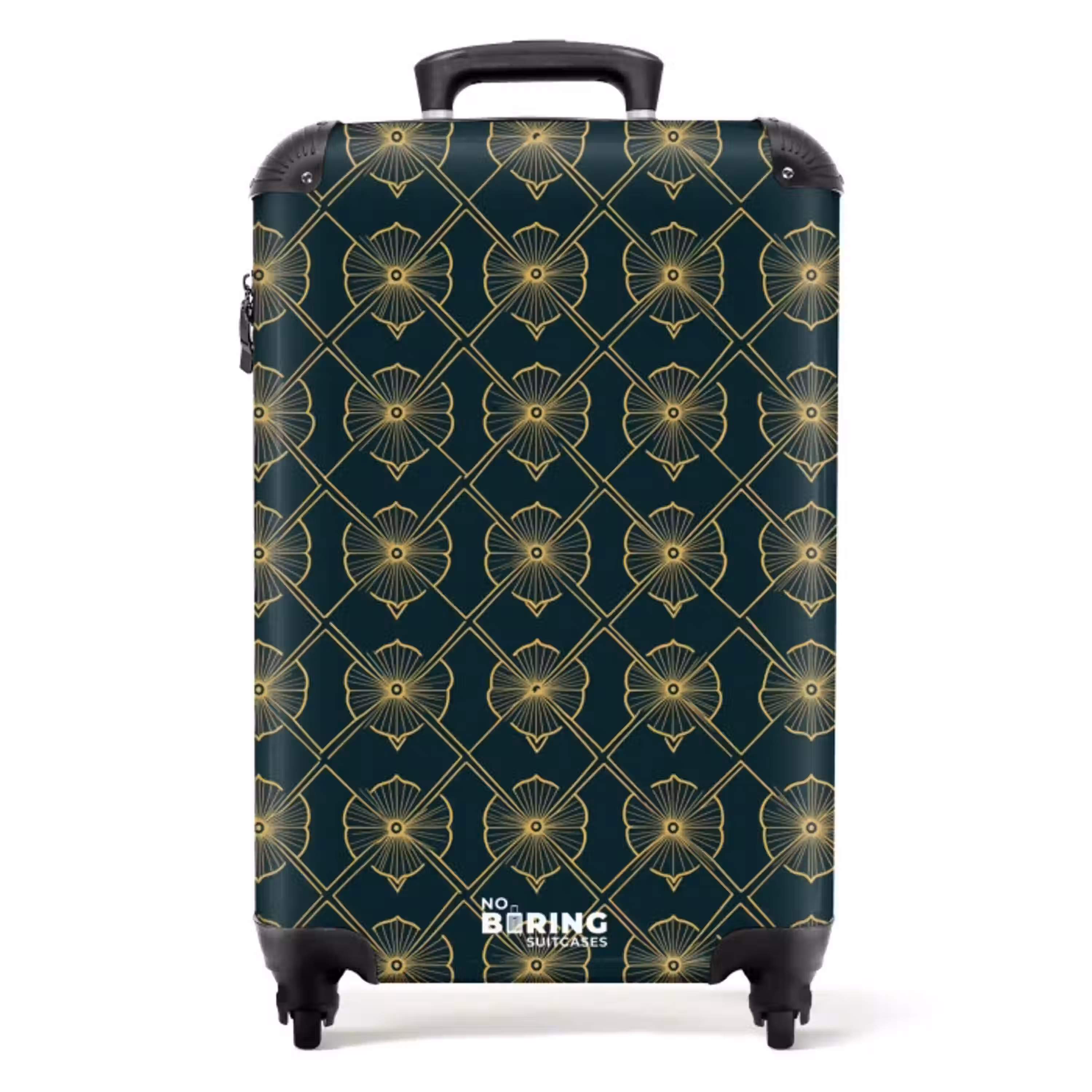 Geometrisch - Elegant - Groen NBS - Handbagage koffer - Volwassenen Unisex middel -productfoto_recht
