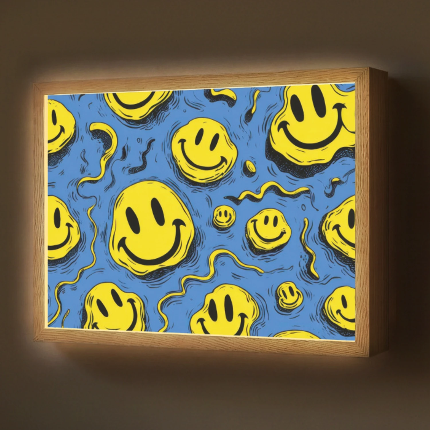 Smileys - Geel - Blauw Light Box met batterij (Wandlamp) middel -z3d_website