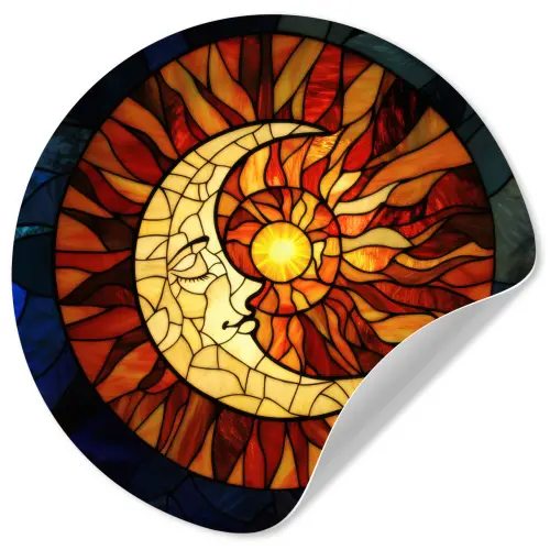 Mozaïek - Glas - Maan - Donkerblauw Wandcirkel behangsticker klein -3d