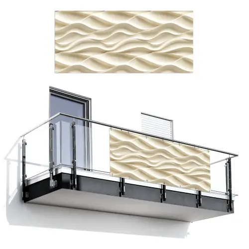 Lijnen - Golvend - Crème Balkonbeschermer Duitsland klein 596 -3d