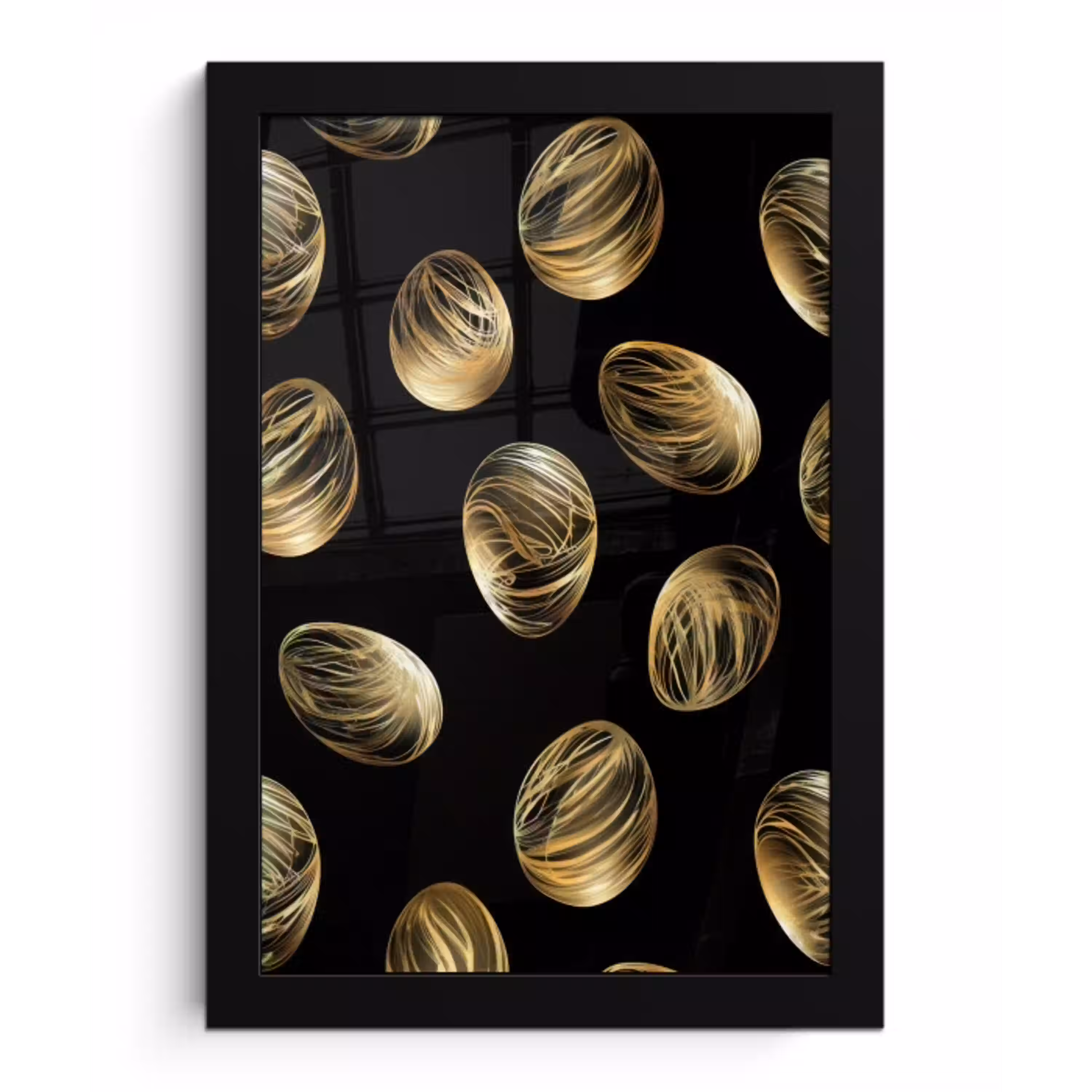 Eieren - Goud - Patroon fotolijst zwart zonder passe partout klein -3d