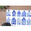 Patroon - Huizen - Blauw muismat rubber klein 262 -closeup