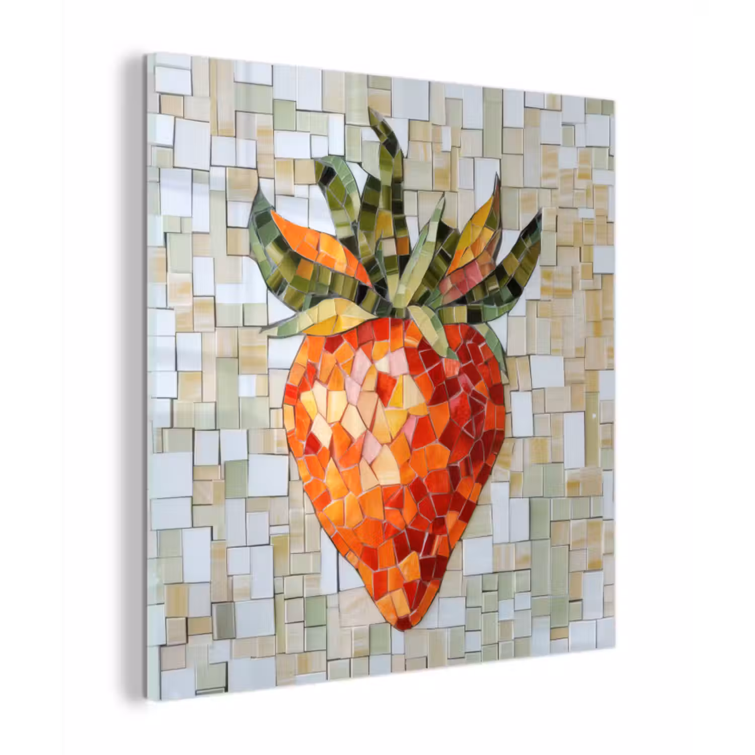 Glas schilderij - Aardbei - Rood - Mozaïek - Fruit