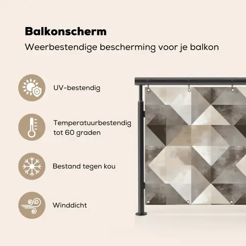 Geometrisch - Motief - Aardetinten Balkonbeschermer Duitsland klein 596 -specs_NL